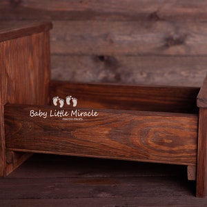 Rustic wooden bed, Newborn props, Handmade bed, photo prop, Brown bed, Vintage bed, Baby shower gift, vintage photo prop,Newborn photo prop