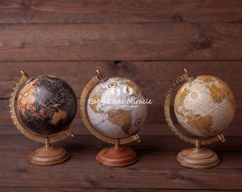 Globe terrestre, Globe en bois, accessoire photo globe, petit globe, accessoire photo nouveau-né, accessoire photo bébé, globe vintage, cadeau parfait, accessoire pour photo