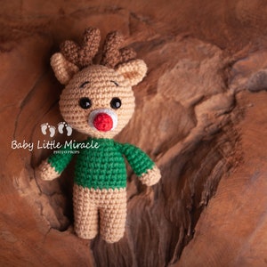 Christmas photo, Newborn reindeer, Reindeer photo prop, Photography prop, Baby shower gift,  Knitted reindeer, Newborn photo prop, Reindeer