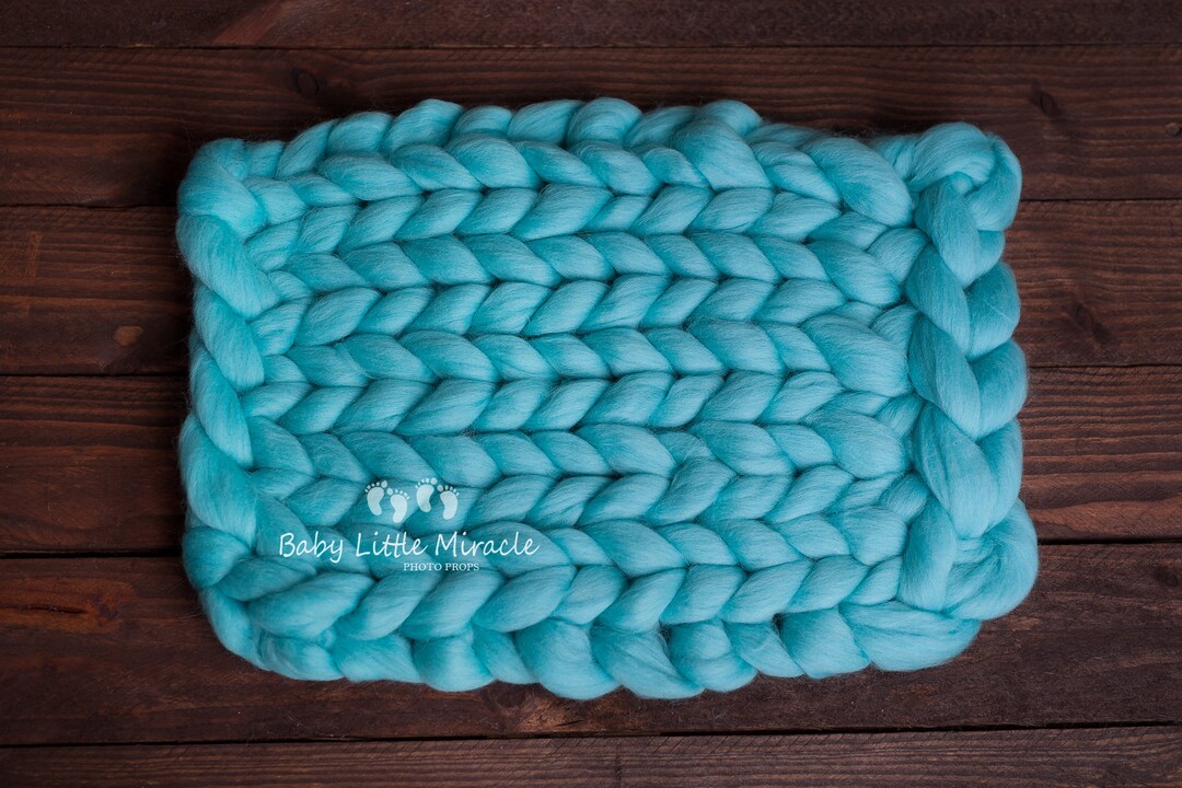 Wool Blanket Chunky Wool Blanket Turquoise Blanket Blue Etsy