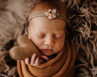 Baby Photo Prop, Baby headband, photo prop, newborn headband, newborn tieback, Baby shower gift, Moss headband, Tieback, Beige headband