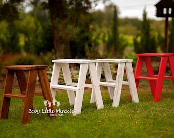 Rustic wooden ladder, photo prop, sitters prop, wooden stool, white ladder, little lader, baby photography prop, rustic ladder,rustic ladder
