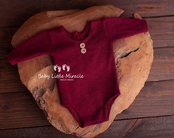 Newborn outfit, Newborn body, Newborn photo prop, Newborn romper, Newborn red body, Newborn claret body, Knitted body, Christmas photo prop