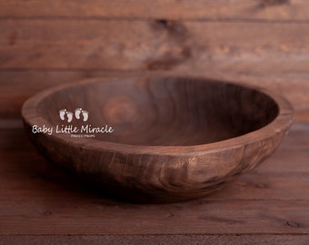 Wooden bowl, newborn bowl, sitters bowl, brown wooden bowl, kitchen bowl, unique wooden bowl, big newborn bowl, rustic bowl