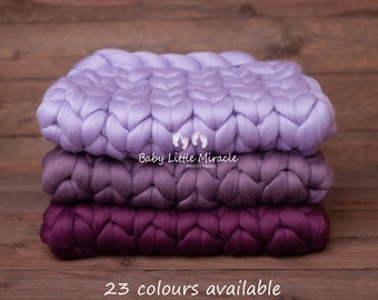 Exclusive quality 35x45cm chunky wool blanket, lilac blanket, photo prop, baby photography, newborn photo prop,newborn props,newborn blanket
