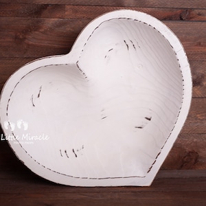 Heart wooden bowl, wooden bowl, kitchen bowl, newborn photo prop, rustic wooden bowl, sitter photo prop, vinted heart bowl, kitchen bowl