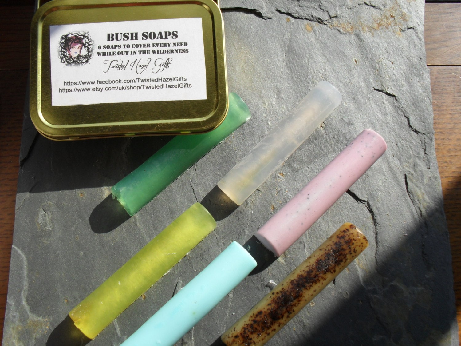 Bushcraft/Camping Soaps - 6 Different Soaps In Compact Waterproof Tin
