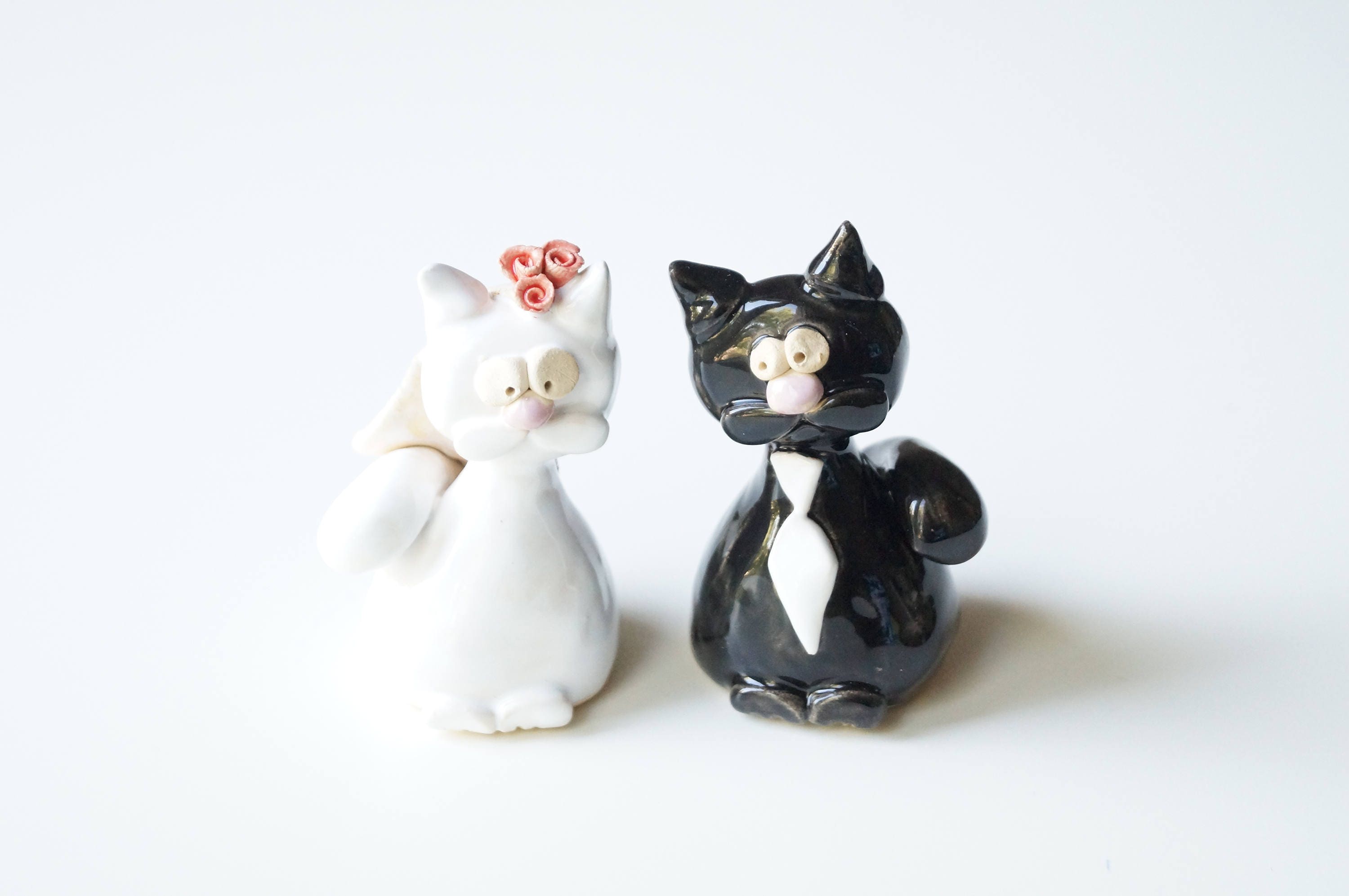 Gâteau de chat chat Couple gâteaux de mariage blanc et chat | Etsy