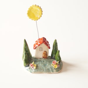 Handmade Ceramic Sweet Miniature House • Housewarming Gift • Rustic Home Decor • Sunny House • Home Decor • Garden Decor • Welcome Home