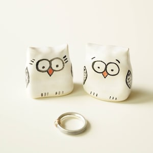 Owl Couple Figurines Handmade Ceramic Cake Topper for Wedding, Engagement, Anniversary Gift by Her Moments image 1