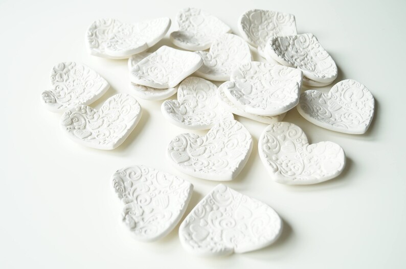 Personalised Wedding Favors Ceramic Hearts White Hearts Etsy