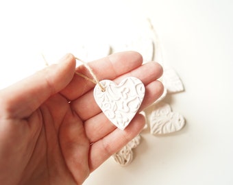 Wedding Favors, Little Heart Wedding Favors, Favors for wedding guests, Cheap favor, Ceramic Hearts, hanging heart, wedding favors in bulk