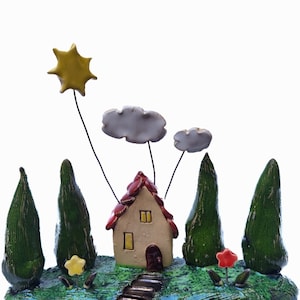 Miniature House, Home Sculpture, Housewarming, Little House Sculpture, Ceramics and Pottery, Handmade Ceramic Houses, ceramic houses