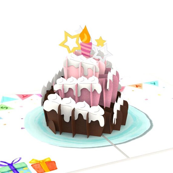 Carte Pop Up Cake Danniversaire Carte 3d Danniversaire Etsy