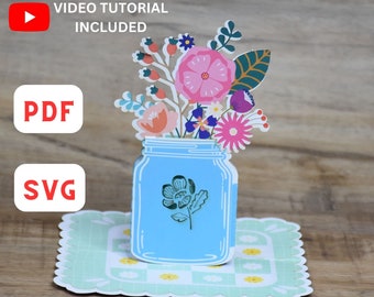 Paper Flower Pop Up Card SVG, Printable Template Pop Up, Digital Template for Cricut, Pop Up SVG, Mother’s Day SVG, Anniversary svg