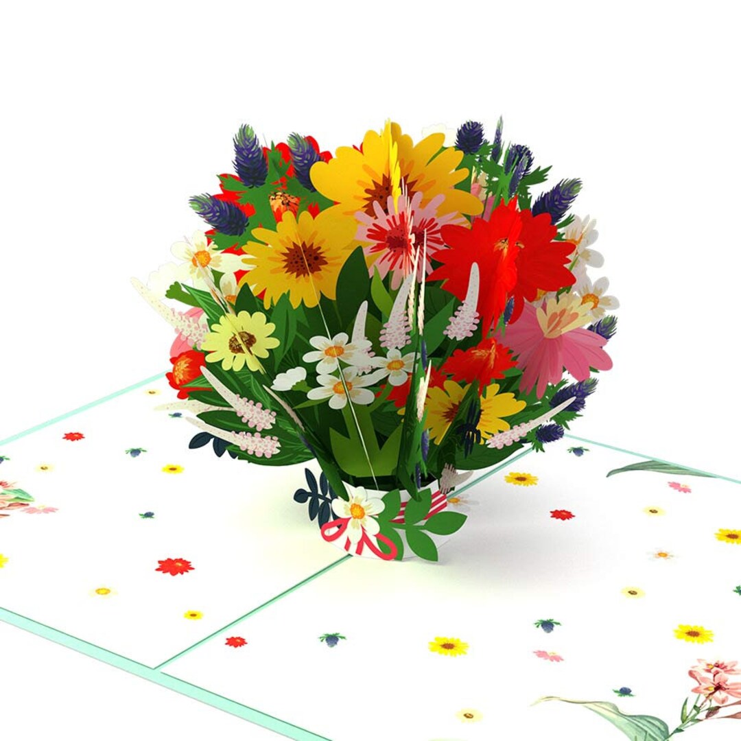 Unipop Mixed Flowers Pop up Card, Mother's Day Card, Birthday Card for ...
