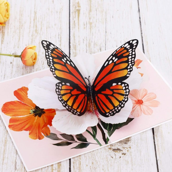 Unipop Monarch Butterfly Pop Up Card, Birthday Card for Women, Anniversary Card Wife, Valentine Day Card, Mother’s Day Card, Birthday Card