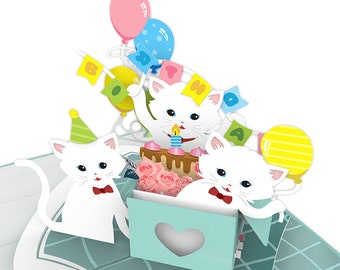 Cats Birthday Party Pop Up Card