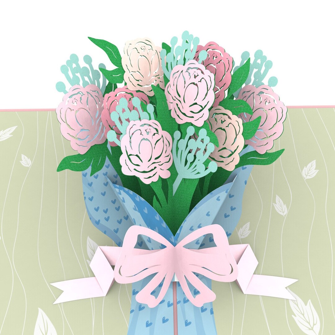 Bouquet of Peony Pop up Card Flower Pop up Card 3D Flower Etsy