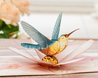 Unipop Hummingbird Garden Pop Up Card, Birthday Card for Women, Mothers Day Card, Valentines Day Card for Mom, Birthday Card for Mom