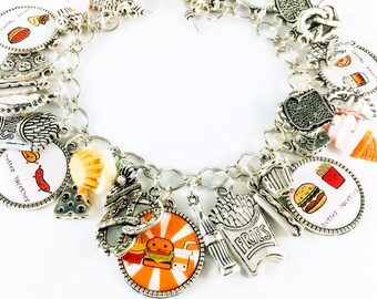 COL029 Junk Food Charm Collection Antique Silver Tone 9 Different Charms