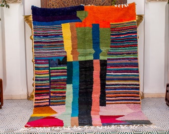Gnawiya-Tappeto marocchino colorato, tappeto berbero marocchino fatto a mano, tappeto marocchino personalizzato, tappeto beniourain, tapis marocain, marokkanischer Teppich