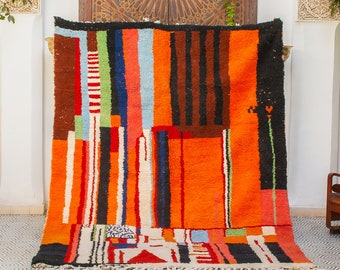 Lbada-Tappeto marocchino colorato, tappeto berbero marocco fatto a mano, tappeto marocchino personalizzato, tappeto beniourain, tapis marocain, marokkanischer Teppich