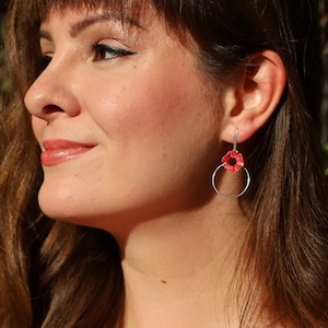 Flower poppy earrings