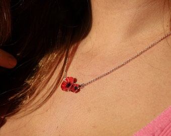 Collier coquelicot en argent modèle 2