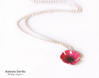 Collar de amapolas en plata - One Element