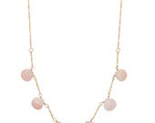 SALE Pink Opal Gold Chain Necklace Long Necklace Pink Peruvian Opal Gift Layering Necklace for her Bridesmaid wedding