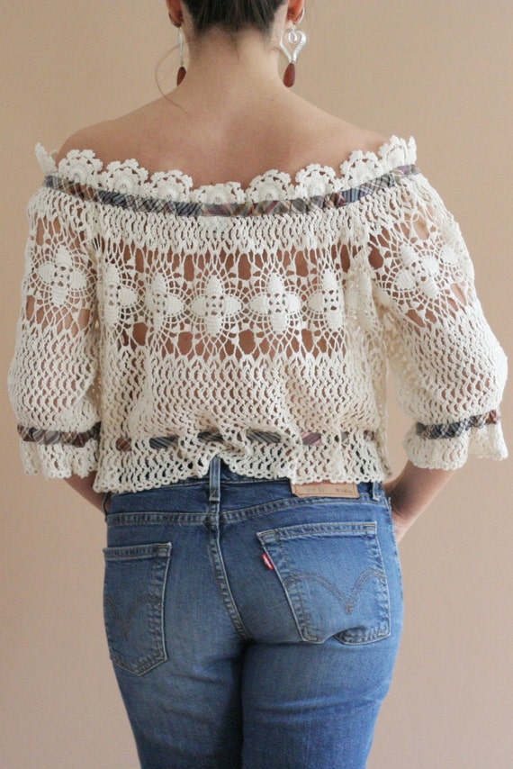 ANNA SUI crocheted off shoulder top - image 3