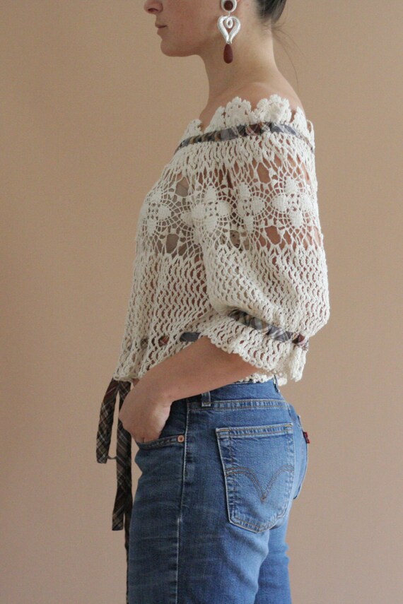 ANNA SUI crocheted off shoulder top - image 2