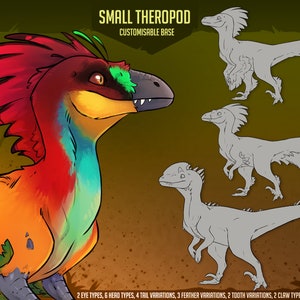 Small Theropod - Customisable Base, Raptor, Reference Sheet, Furry Base, Dinosaur, Adopt don't Shop