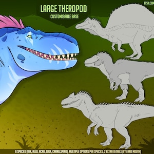 Large Theropod - Customisable Base, Rex, Allosaurus, Spinosaurus, Carno, Carnivore, Reference Sheet, Furry Base, Dinosaur