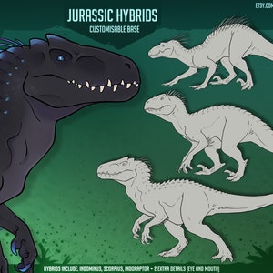 Jurassic Hybrids - Customisable Base, Indominus, Scorpius, Indoraptor, Reference Sheet, Furry Base, Dinosaur