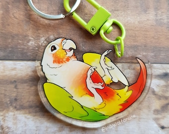 Pinapple Conure Keyring - Clear Acrylic Charm | 2ins | Dangle Charm, Bird lover, Pet Keyring