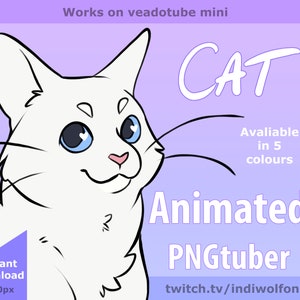 Animated Cat PNGTuber, GIFTuber, VTuber, Twitch, Discord, Emote for Streaming