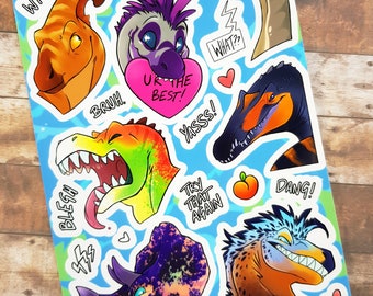 Dino's Say What? - Clear Vinyl A5 Kiss Cut Sticker Sheet