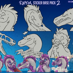 Raptor Base 2 - Customisable Telegram Sticker Base, Telegram Stickers, Furry Base, Return of the Dinosaurs