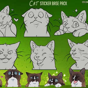 Cat - Customisable Telegram Sticker Base, Kitty, P2U, YCH Furry Base, Emotes