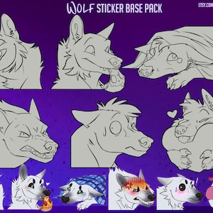 Wolf/Canine: aanpasbare telegramstickerbasis, P2U, YCH Furry Base, maar dan met een pizzahond!