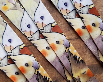 Cockatiel Lanyard - Pet Birds, Fun Design, Cute Birds, Tiel Colour Variations