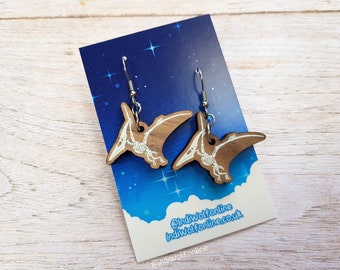 Pterosaur Fossil - Eco-Friendly Wooden Earrings for Sensitive Ears