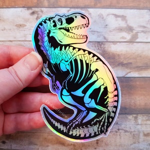 T-Rex Skeleton - Vinyl Holographic Sticker | 10cm | Holographic, Dinosaur, Bones, Paleo Sticker