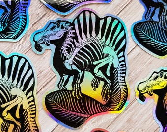 Spinosaurus Skeleton - Holographic Vinyl Sticker