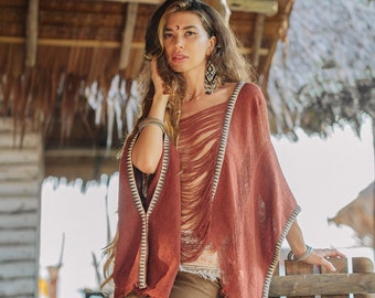 Poncho ample de femme / Poncho femme / Vêtements de festival Goa / Poncho hippie