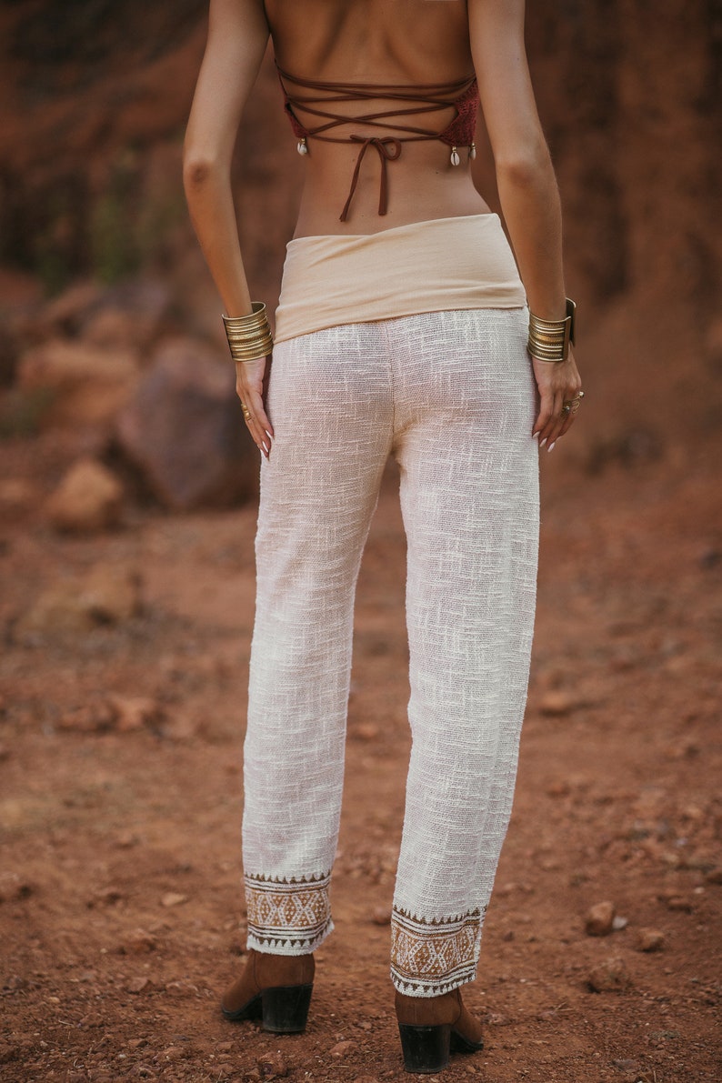 Pantalon ample / Pantalon en coton unisexe / Pantalon coton brut style chanvre / pantalon de yoga leger / Pantalon block print image 4