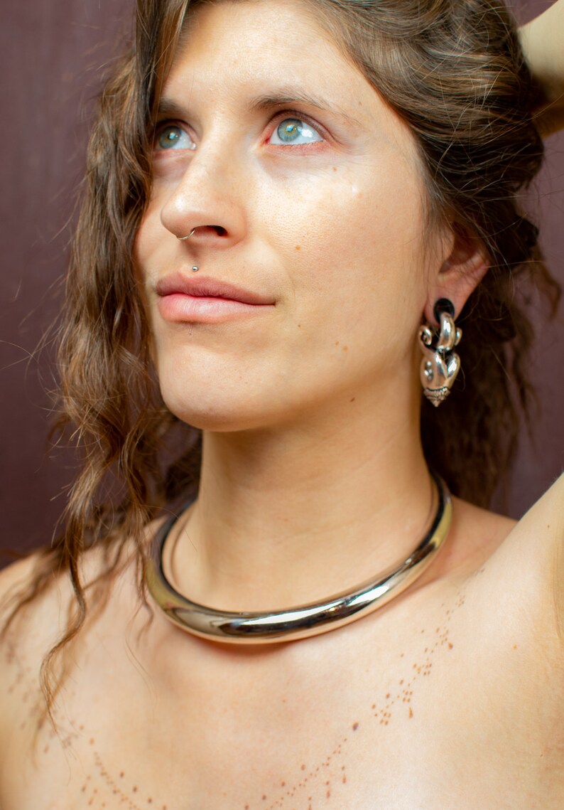 ear plug Pair of silver-plated ear weights boho gypsy jewelry for stretched ears Burning Man African jewelry