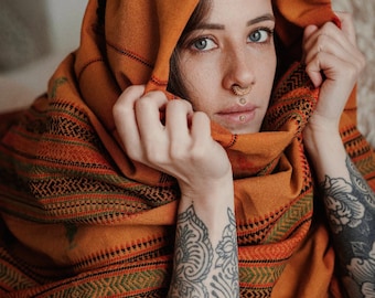 Rust embroidered shawl